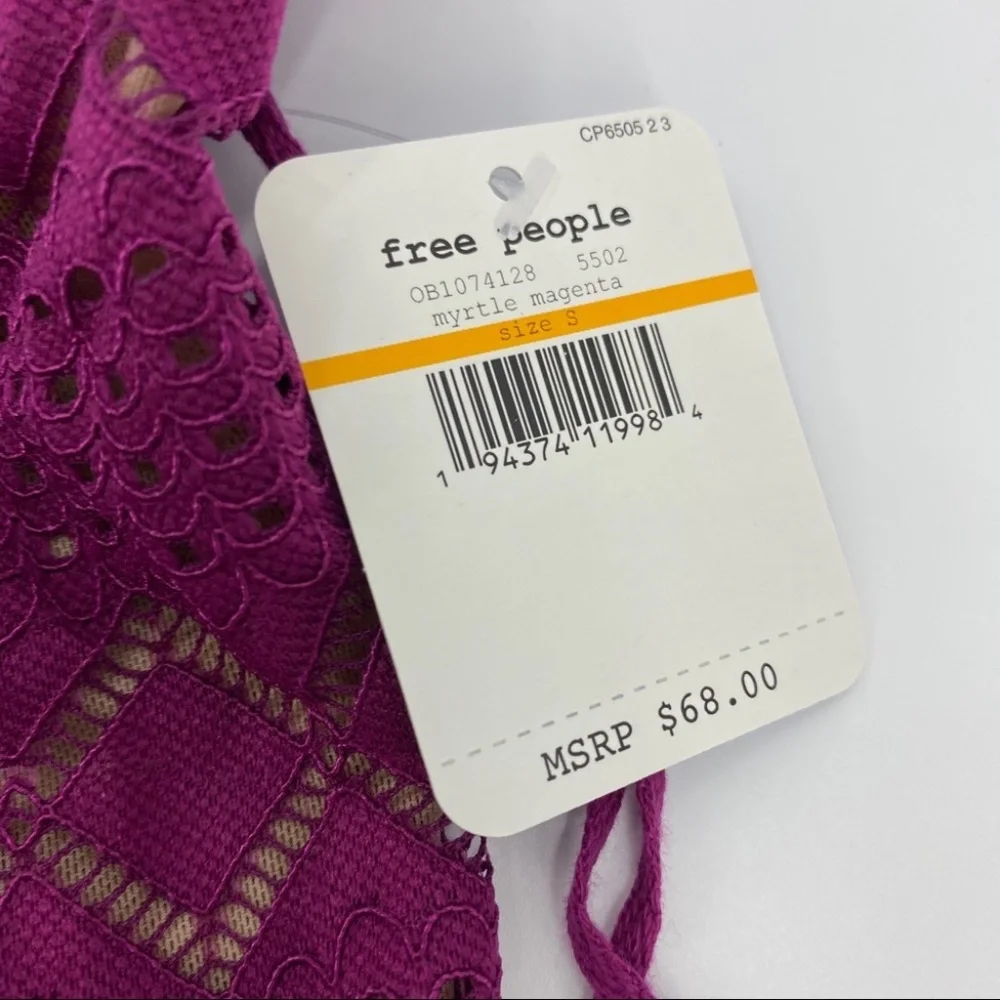 Free People Thank You Never Bodysuit Magenta Small New with Tag